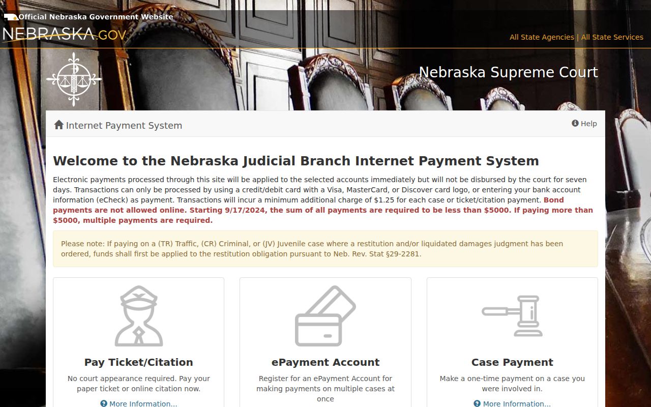 Pierce County traffic warrant records, Nebraska citation and case payment route