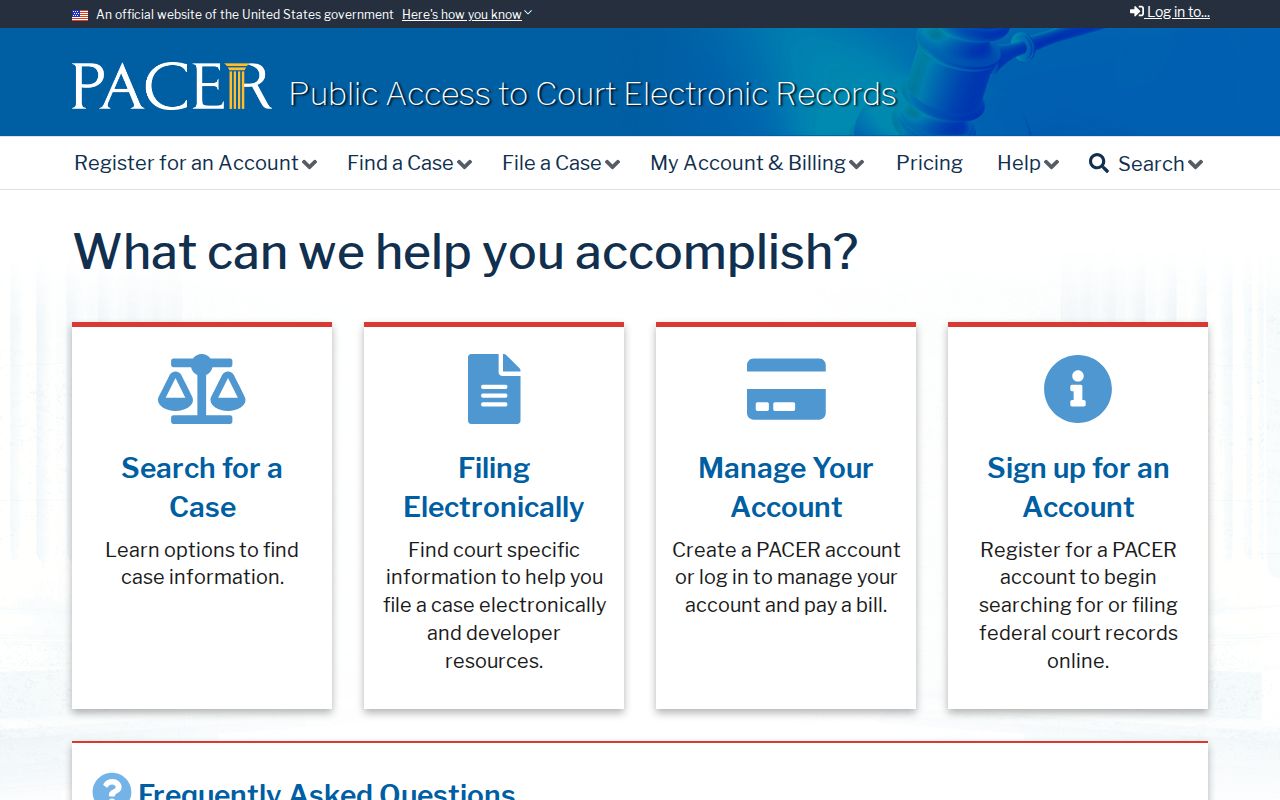 Pierce County arrest warrants, federal PACER case search source
